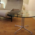 ハーマンミラー　ラフォンダベース・ガラス丸テーブル　イームズ